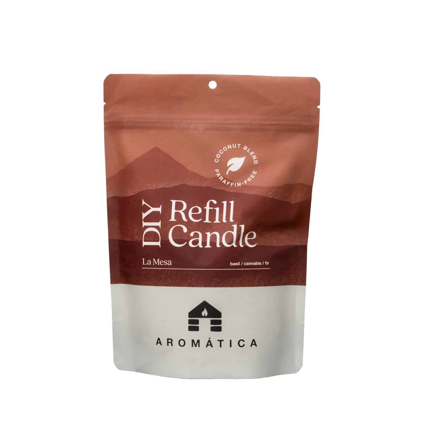 Bluecorn Candles Aromática scented candle refill kit with basil and cannabis fragrances, designed for refillable candles.