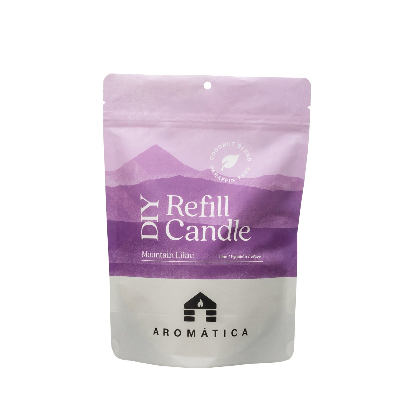 Bluecorn Candles Aromática scented candle refill kit with mountain lilac fragrance, featuring a refill container and wick.