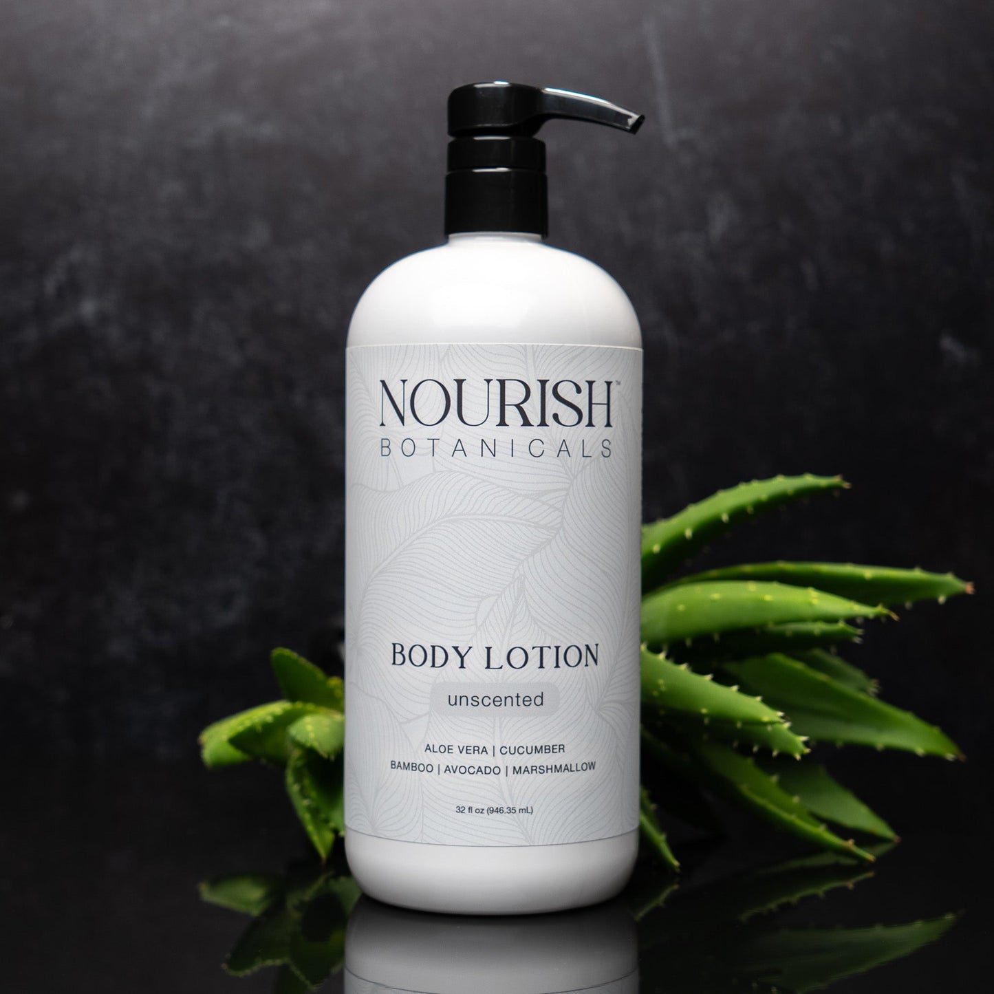 Rustic Strength Aloe Vera Body Lotion in a 32oz unscented bottle, showing the lotion container with a simple label.