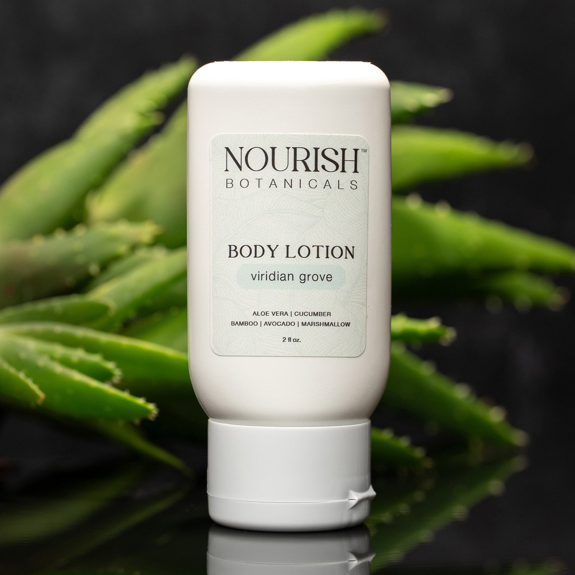 Rustic Strength Botanical Sample Set featuring a 2 oz Viridian Grove body lotion in a sleek, natural packaging.