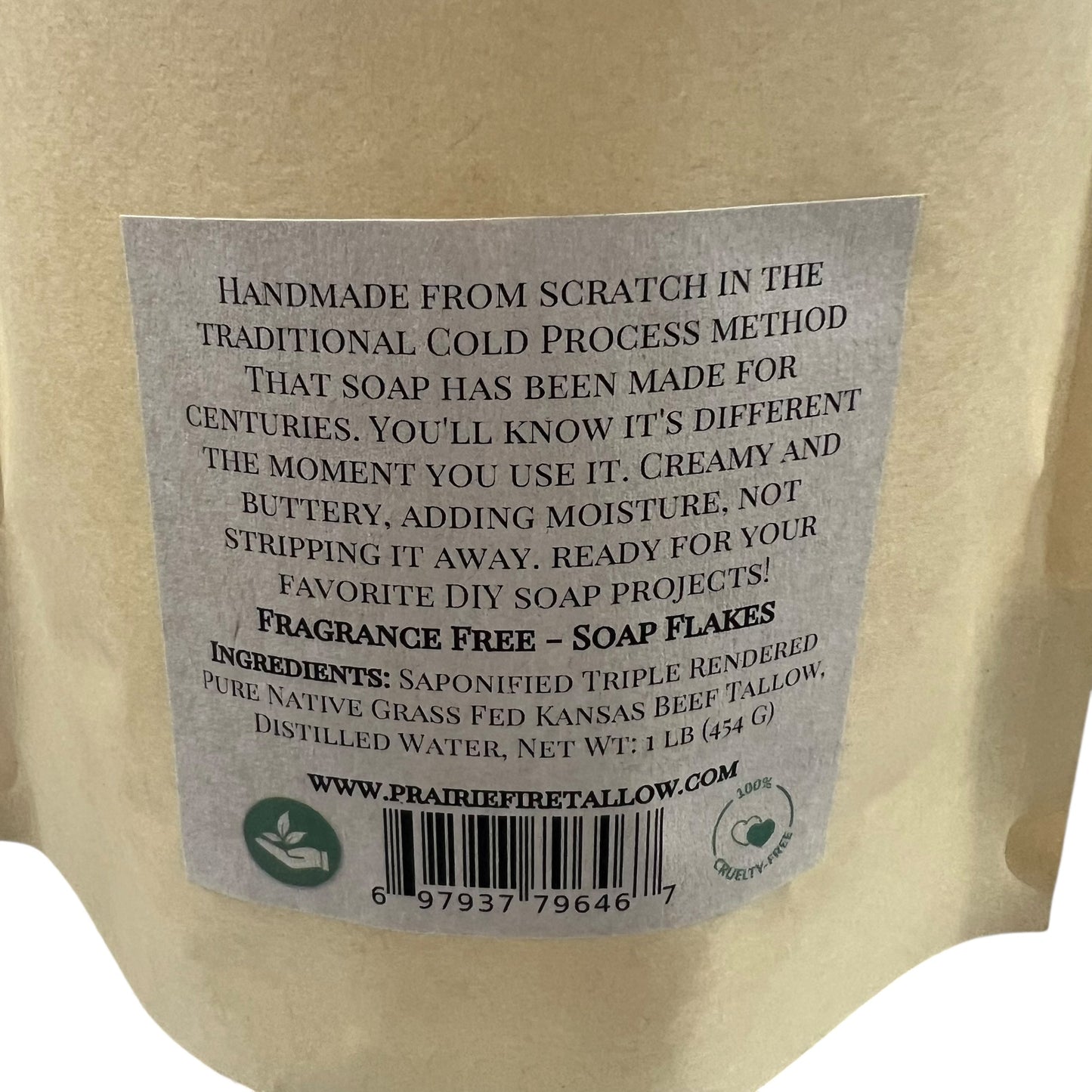 Pure Beef Tallow Soap Flakes - Made in USA - Grass Fed and Finished - Face, Body and Hair - Cleans, Moisturizes, Soothes, and Hydrates. Natural and Organic - Blessings Grow Meadows