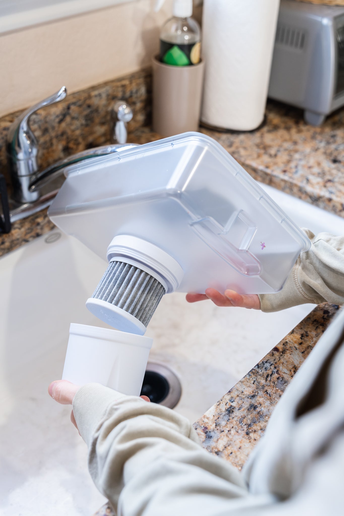 Epic Water Filters Pure XP Dispenser in red, designed to reduce fluoride and PFAS in drinking water.