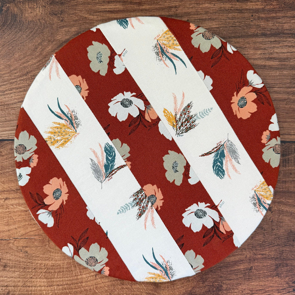 Medium bowl and banneton covers from Five Oaks Farm, rustic kitchen essentials for bread baking and dough proofing.