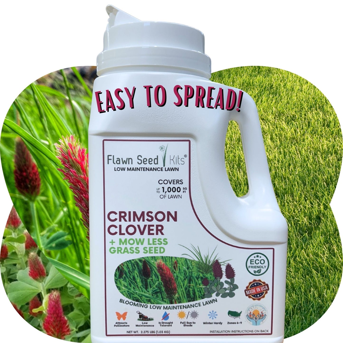 Crimson Clover + Mow Less Grass Seed - Blessings Grow Meadows