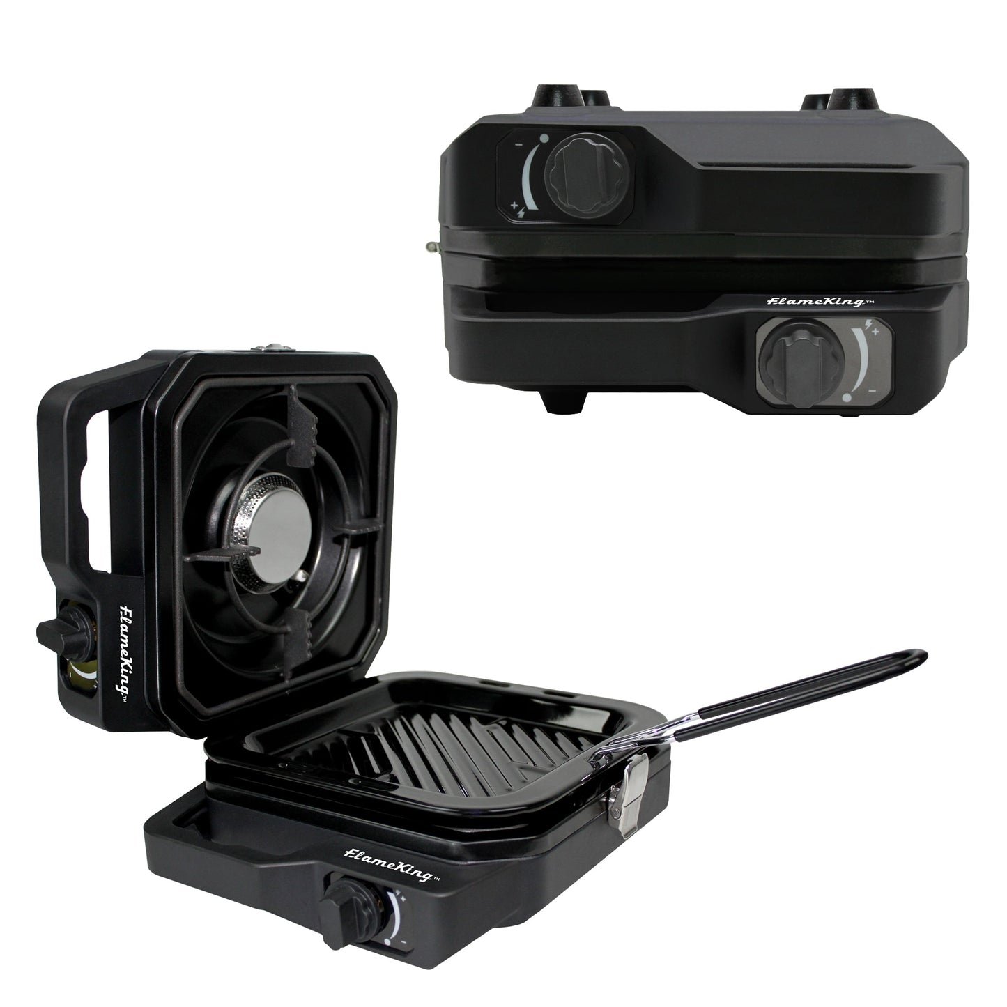 Portable Flame King Products propane campact cooker with compact design, ideal for outdoor grilling and camping.