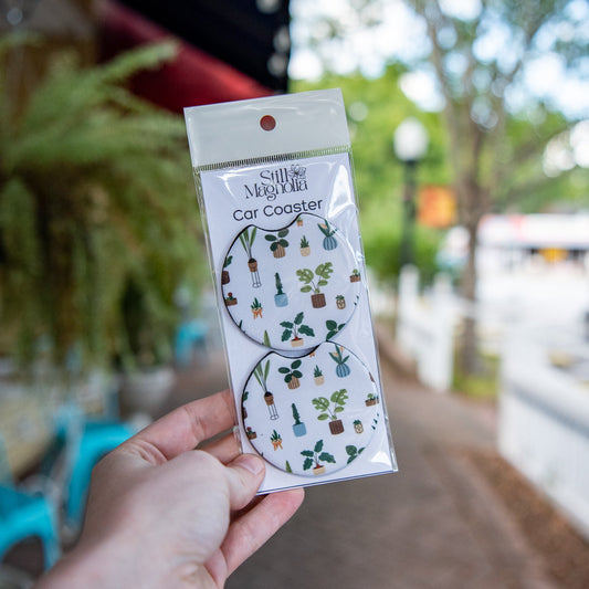 Car Coasters - Houseplant Pattern - Blessings Grow Meadows -