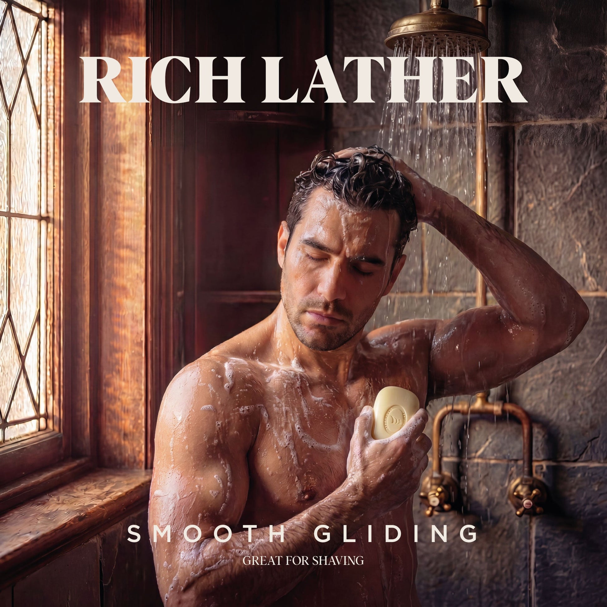 Bar soap from Carolina Castile Soap with gin and juniper scent, featuring tobacco and vanilla notes in a natural, handcrafted design.