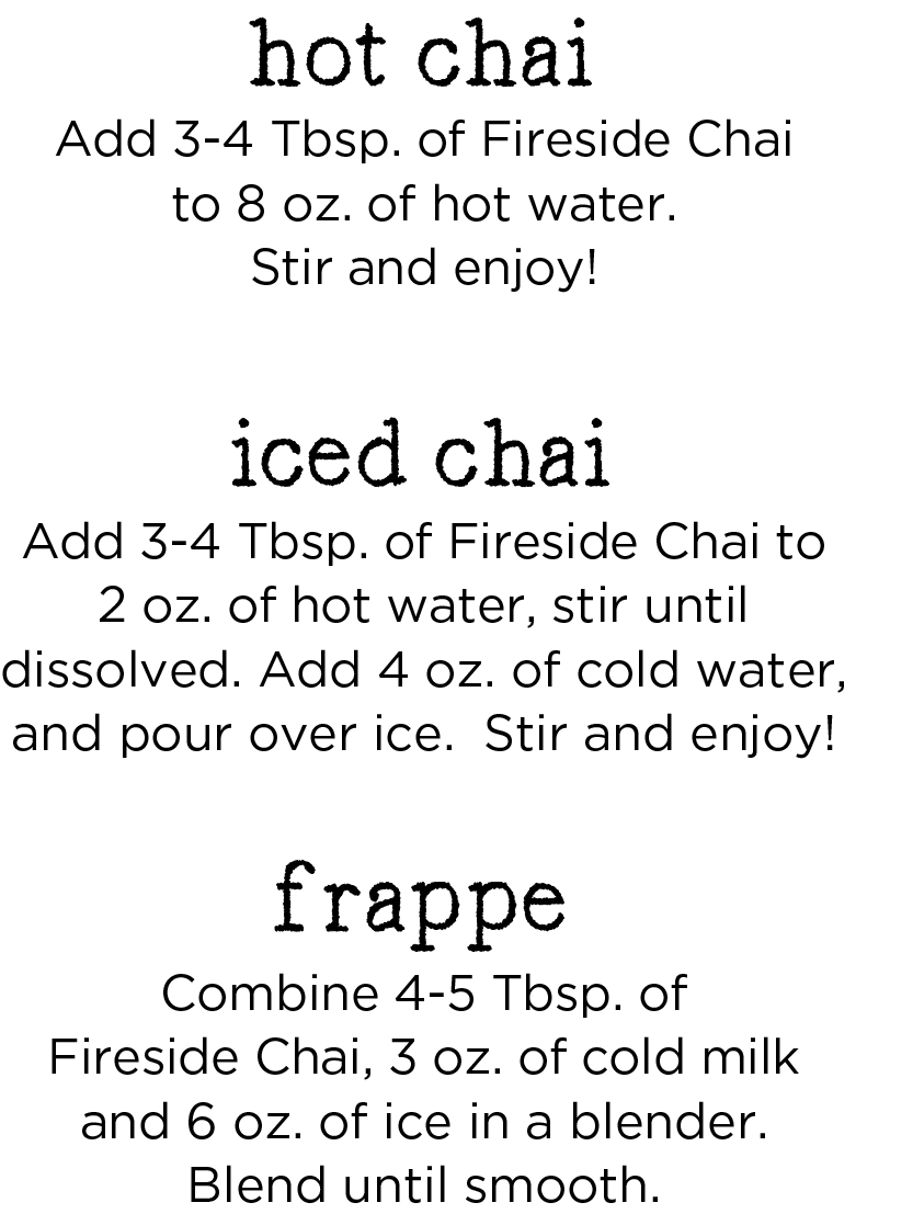 Vanilla Chai Tea - Fireside Coffee Co. ~ Blessings Grow Meadows