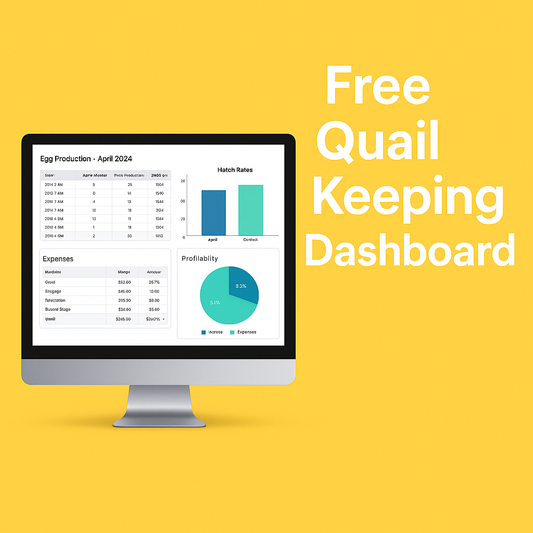 Quail and chicken keeping log and profit tracker by Quailz.com, showing a detailed tracking sheet for poultry farm management.
