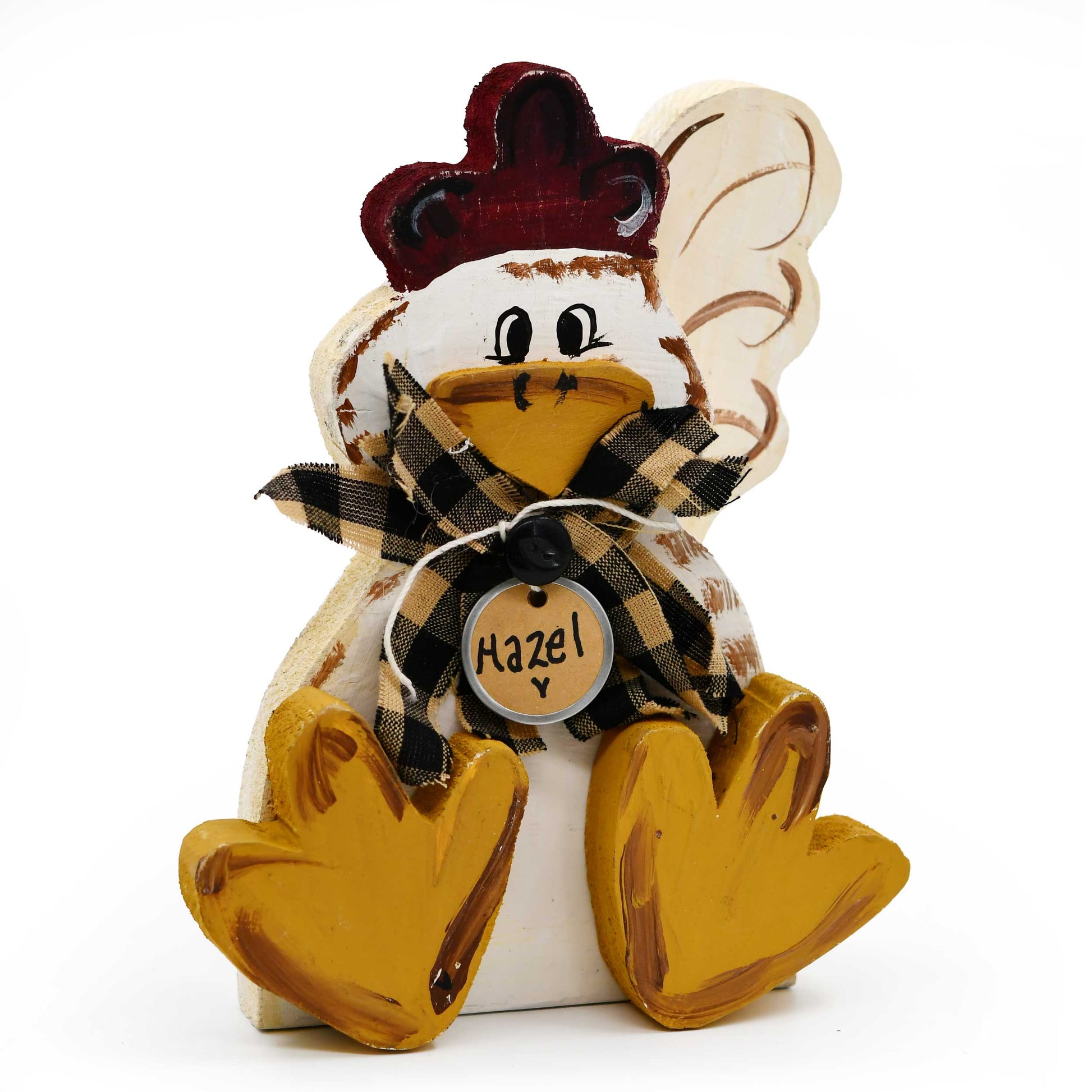 Wooden farm animal decor bundle featuring a rustic chicken figure by BuyNebraska.com, perfect for home and garden farmhouse decor.