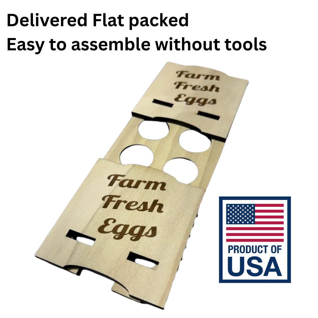 Countertop chicken egg holder by Quailz.com displaying farm-fresh eggs in a sleek, flat design for easy storage.