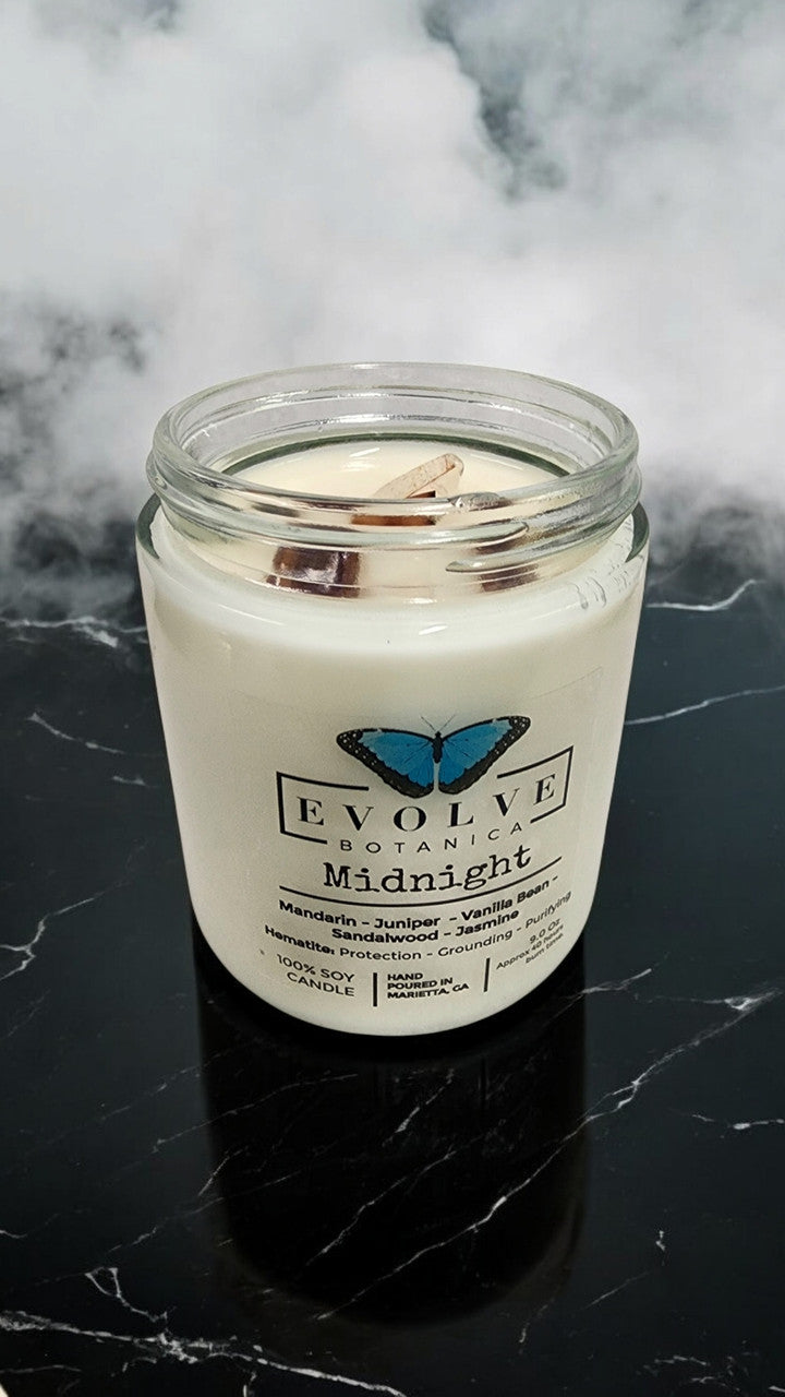 Classic 9oz Jam Jar Crystal Soy Candle - Midnight (Super Seven)