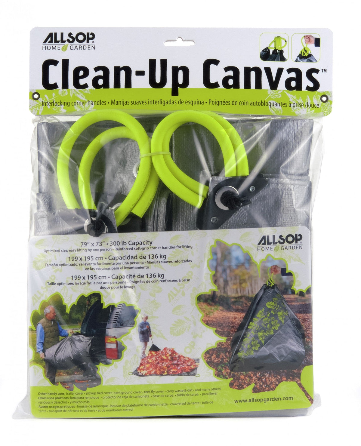 Allsop Home & Garden Clean-Up Canvas in packaging, durable and versatile cleaning or storage canvas for household use.