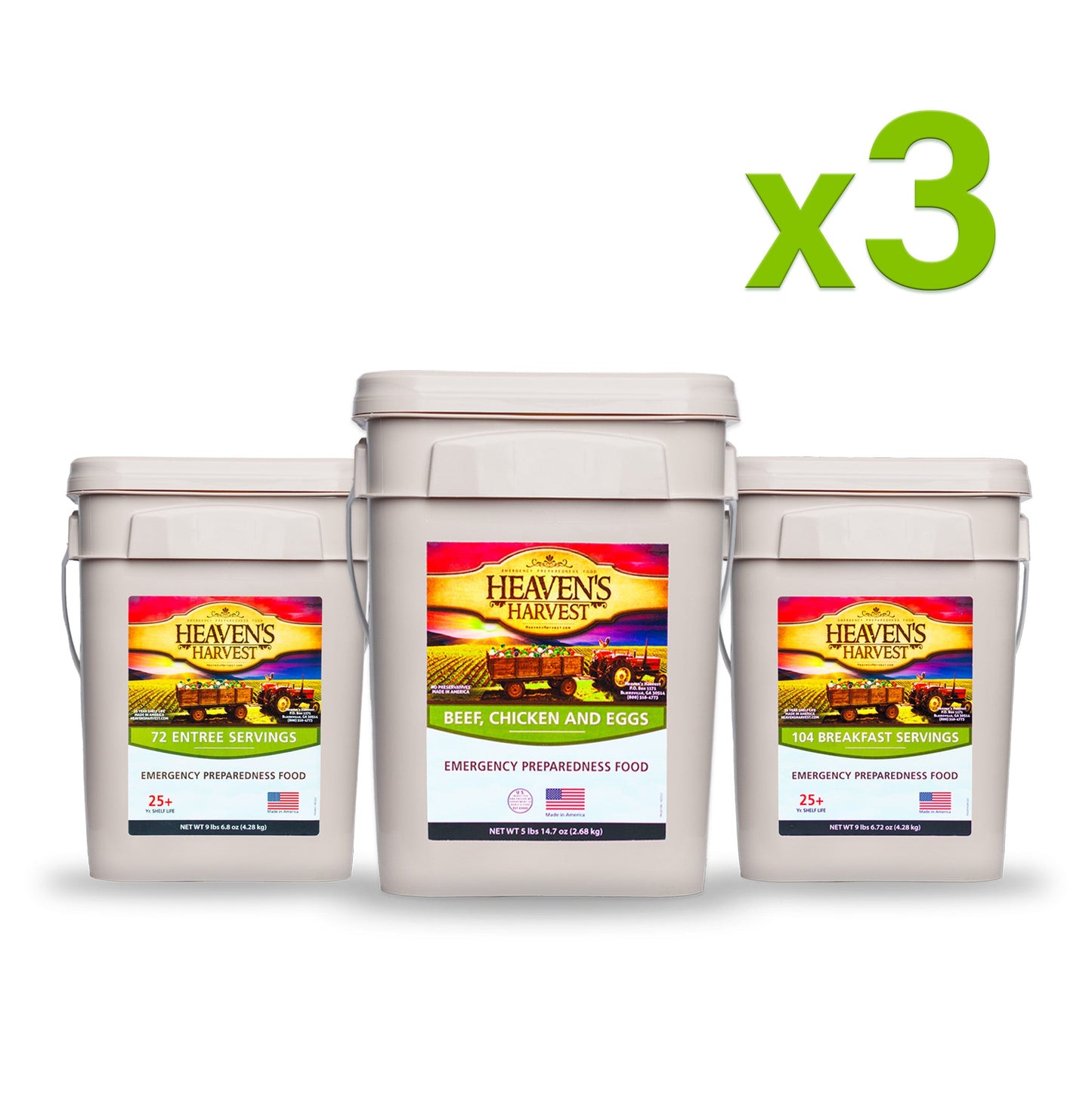 Combo Kit - Breakfast, Entree + Protein - 3 Months - 308 Servings - Emergency Survival Food Kit