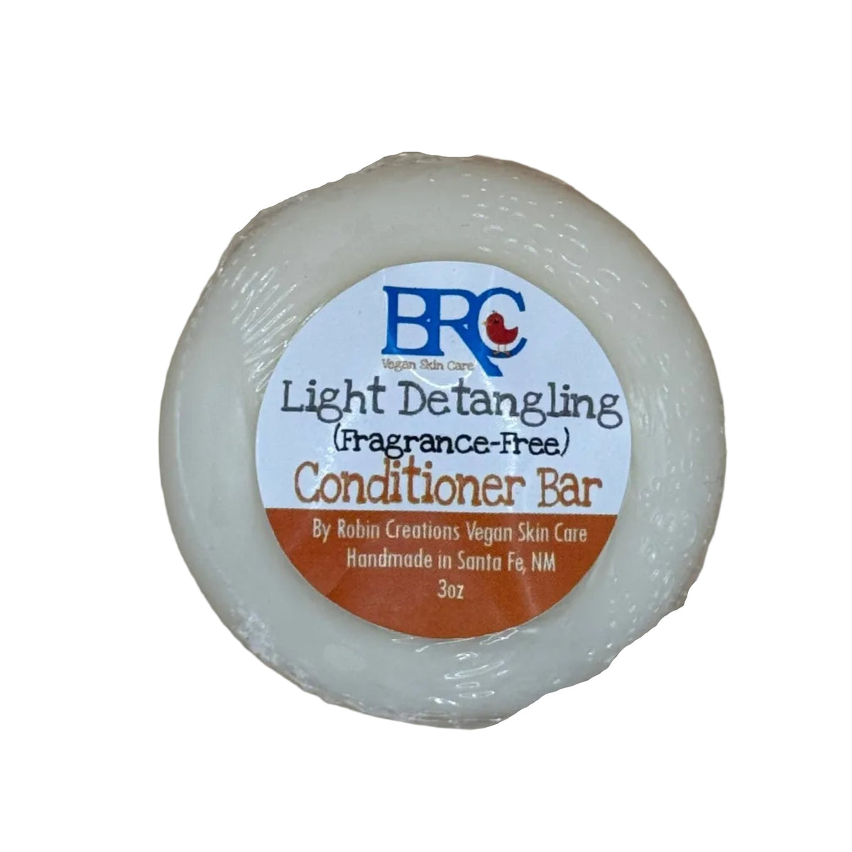 Light detangling natural hair conditioner bar by By Robin Creations, showing a sleek, unscented conditioner bar for easy hair care.