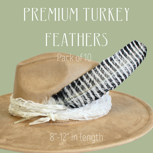 White Barred Turkey Rounds – 10 Pack (Premium Domestic Feathers)
