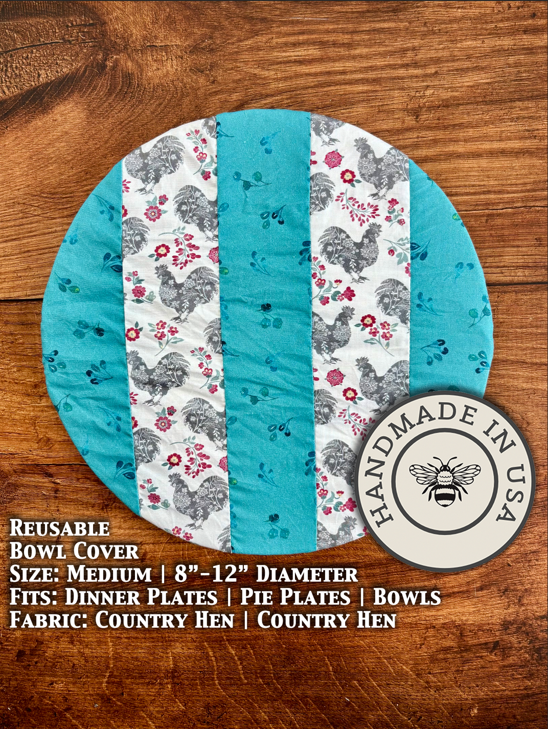 Blue medium bowl and banneton covers from Five Oaks Farm for baking and bread proofing, with rustic country style design.