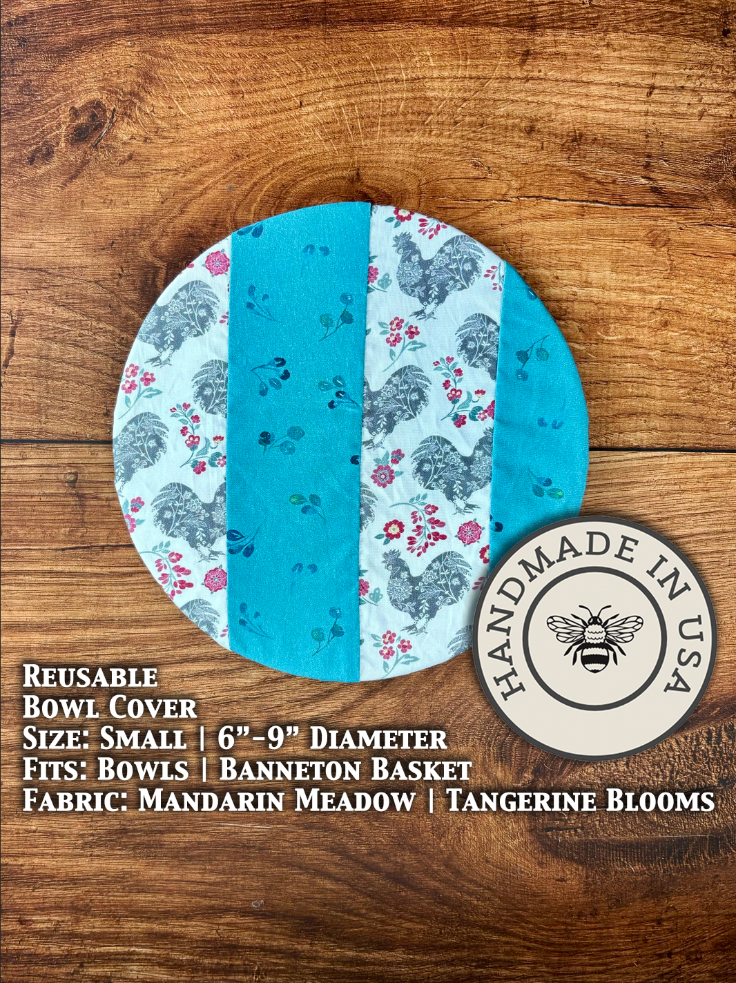 Small blue bowl and banneton covers from Five Oaks Farm's From the Farm collection, featuring country-inspired design and farm-inspired details.