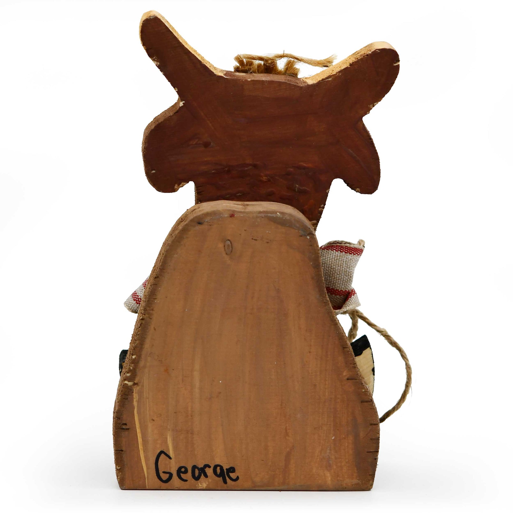 Brown wooden cow figurine from the Farm Friends Bundle, part of the rustic animal decor collection for home and garden.