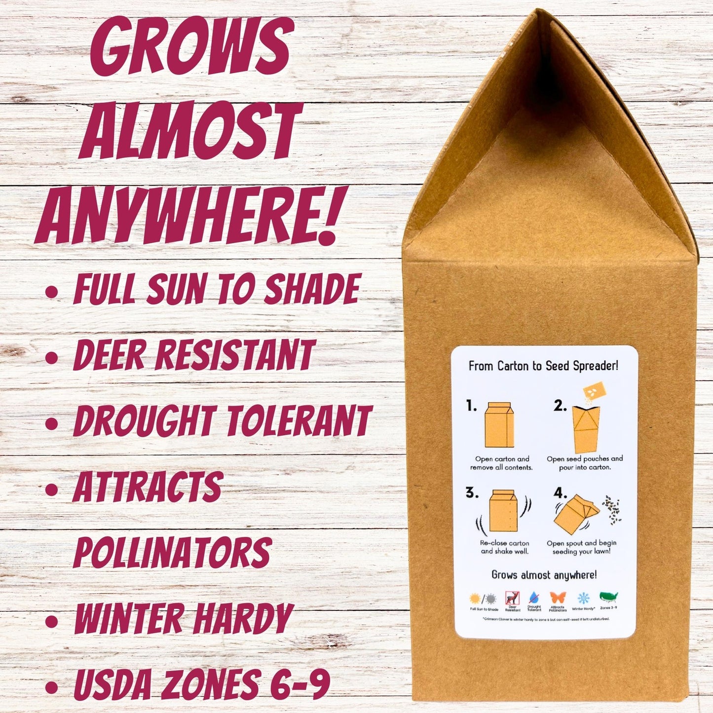 Crimson Clover Eco-Friendly Seeding Kit - Blessings Grow Meadows