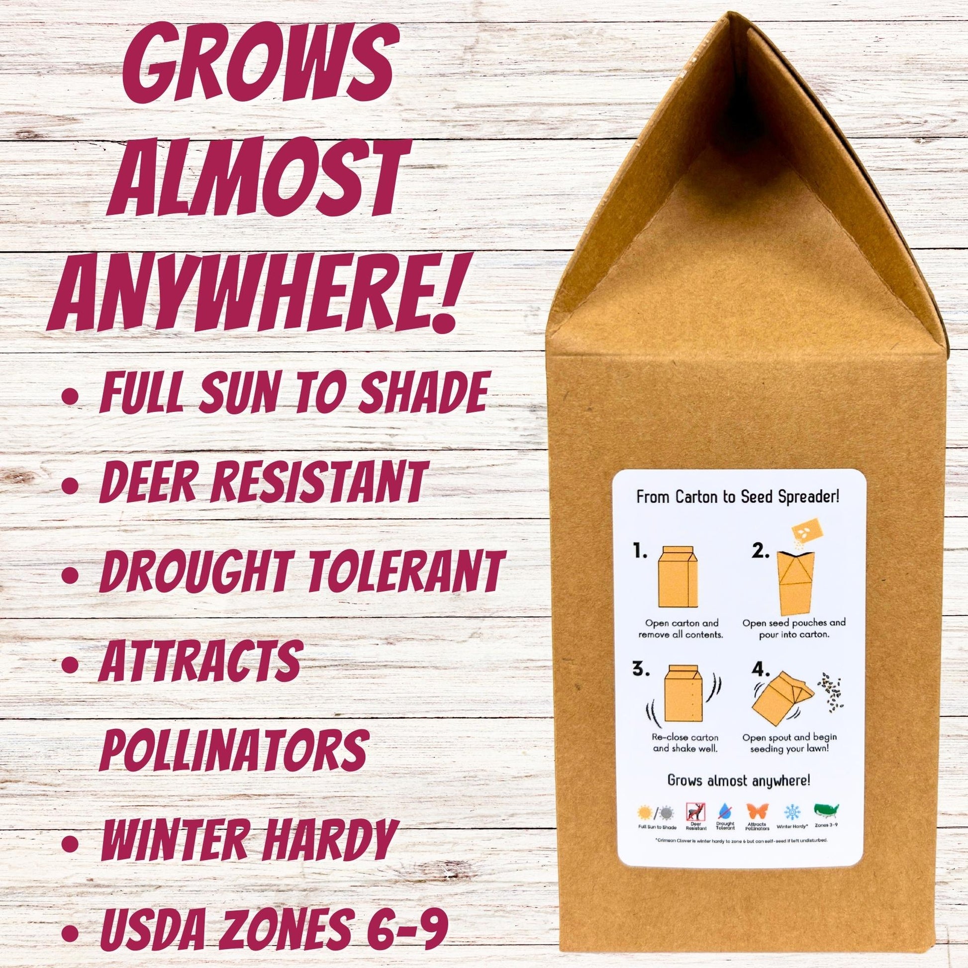 Crimson Clover Eco-Friendly Seeding Kit - Blessings Grow Meadows