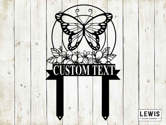Custom Butterfly Garden Metal Stake - Blessings Grow Meadows -