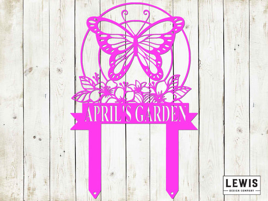 Custom Butterfly Garden Metal Stake - Blessings Grow Meadows -