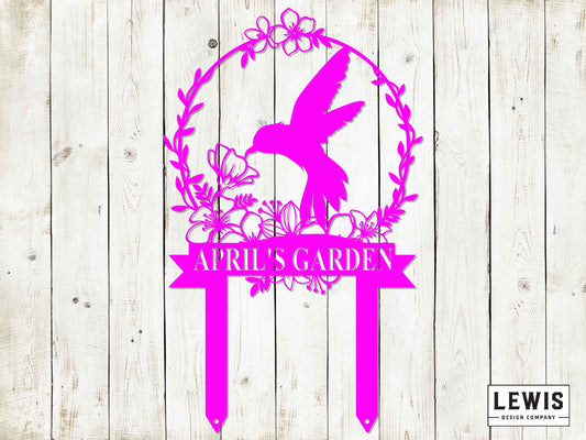 Custom Hummingbird Garden Metal Stake - Blessings Grow Meadows -