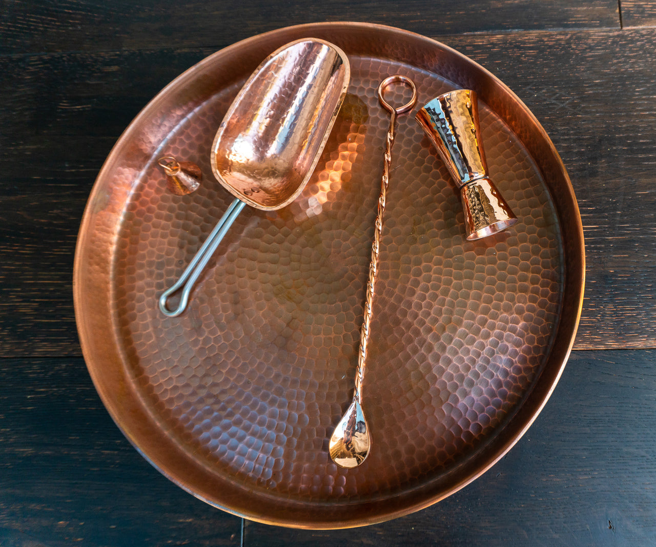 Sertodo Oyster Copper Serving Tray with engraved design, perfect for barware and serving oysters in elegant style.