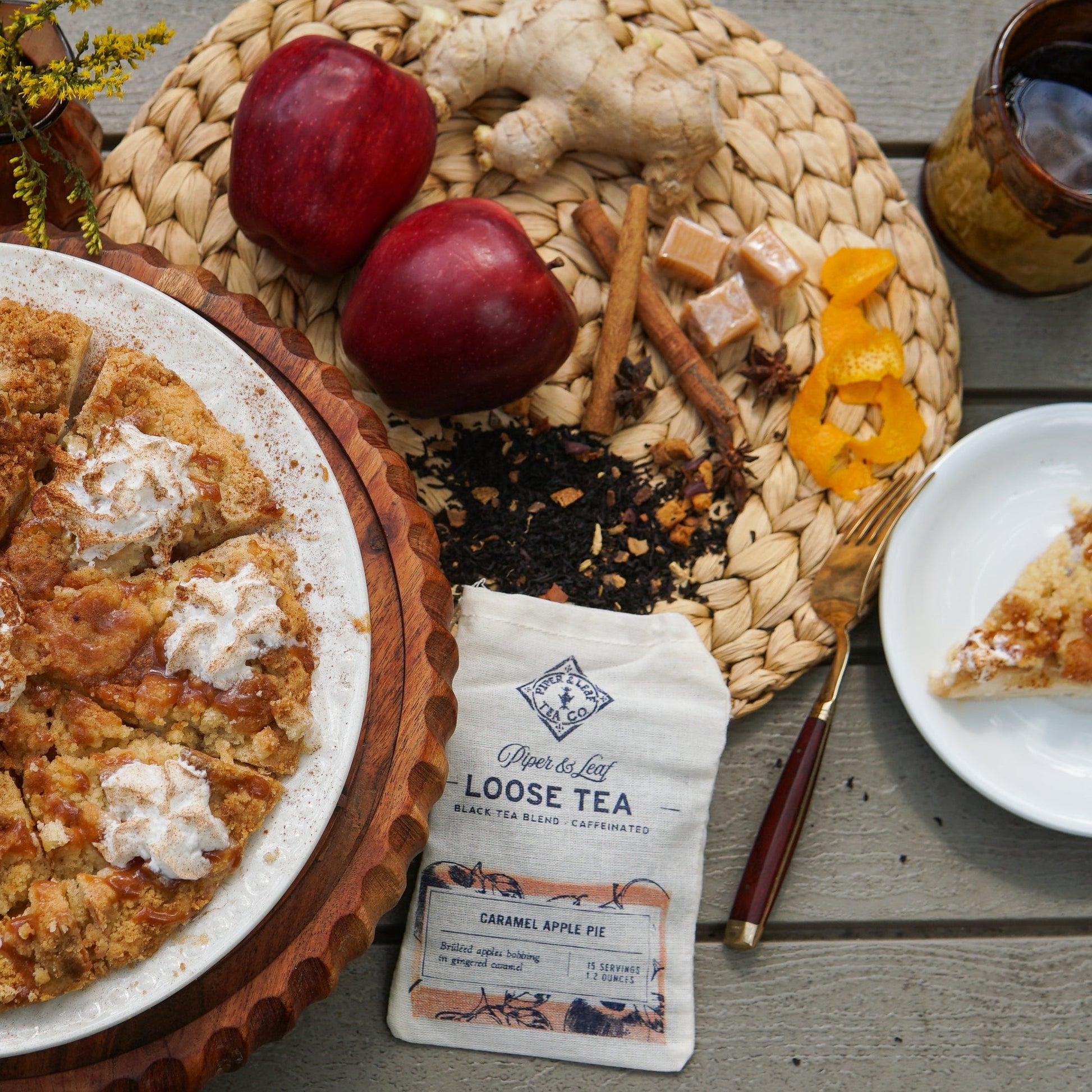 Caramel Apple Pie Muslin Bag of Loose Leaf Tea - 15 Servings - Blessings Grow Meadows