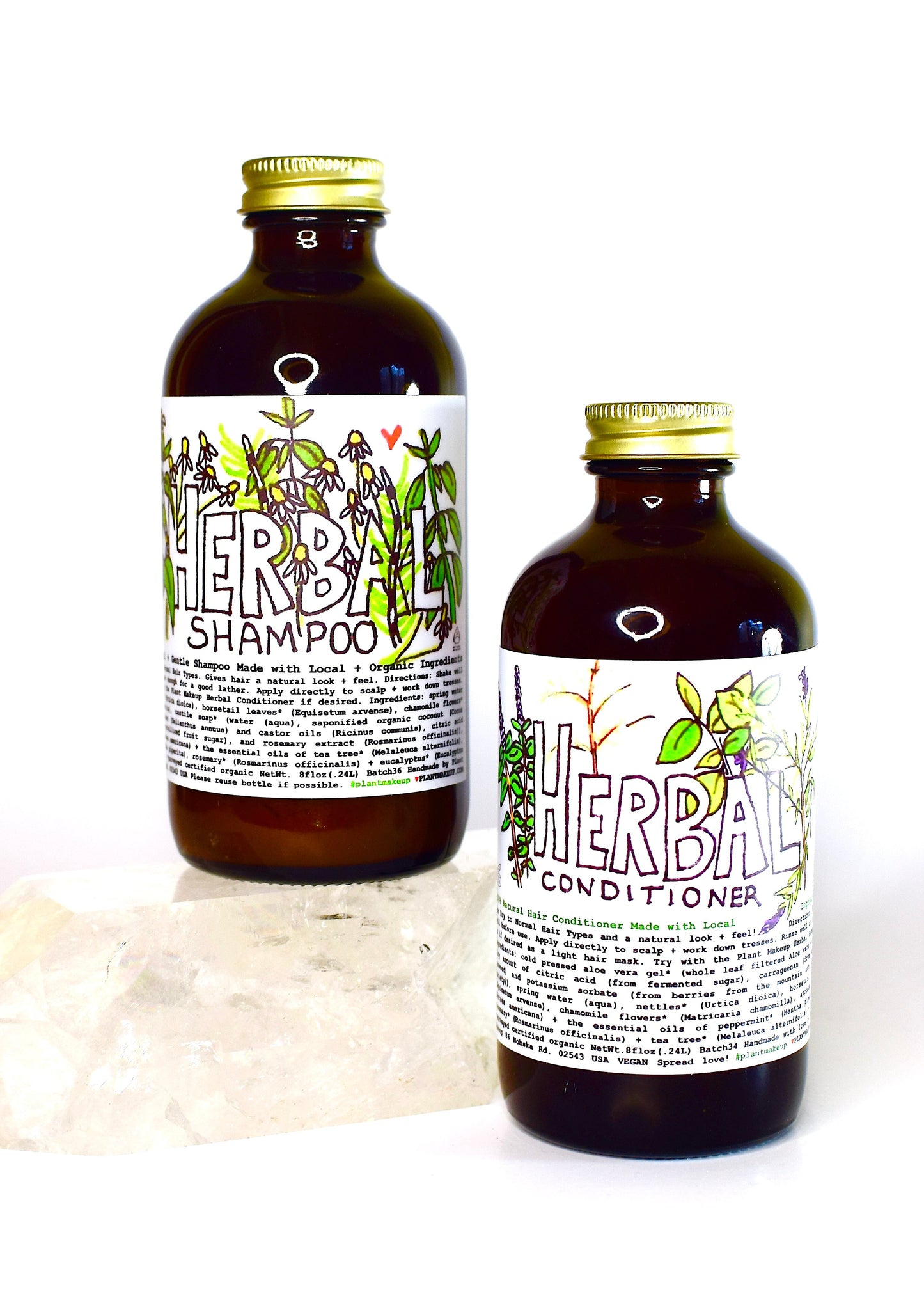 Herbal Conditioner by Plant Makeup with natural herbal ingredients, shown in a sleek bottle on a white background.
