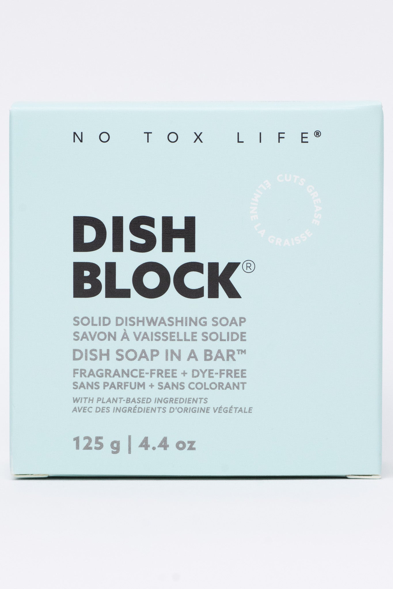 DISH BLOCK® solid dish soap - 4.4 oz (125g) bar - Fragrance Free - No Tox Life® - Blessings Grow Meadows