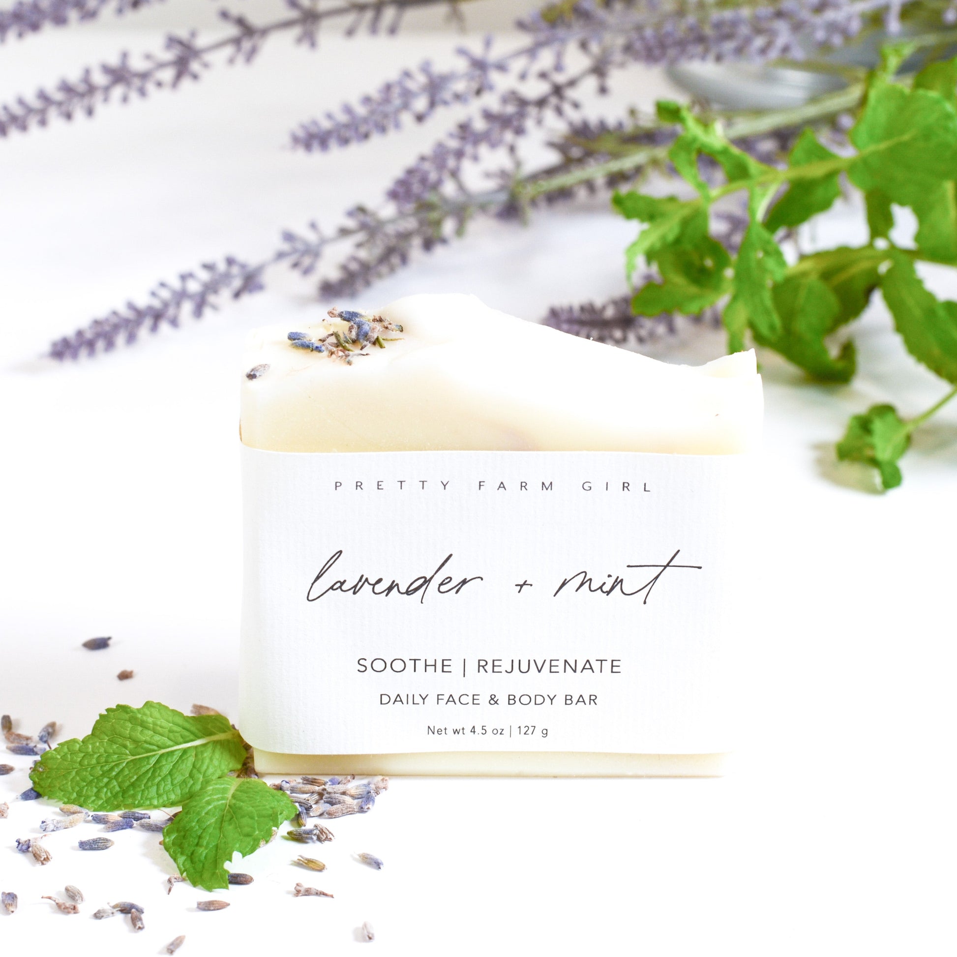 Lavender + Mint Handmade Tallow and Goat Milk Soap Bar - Blessings Grow Meadows