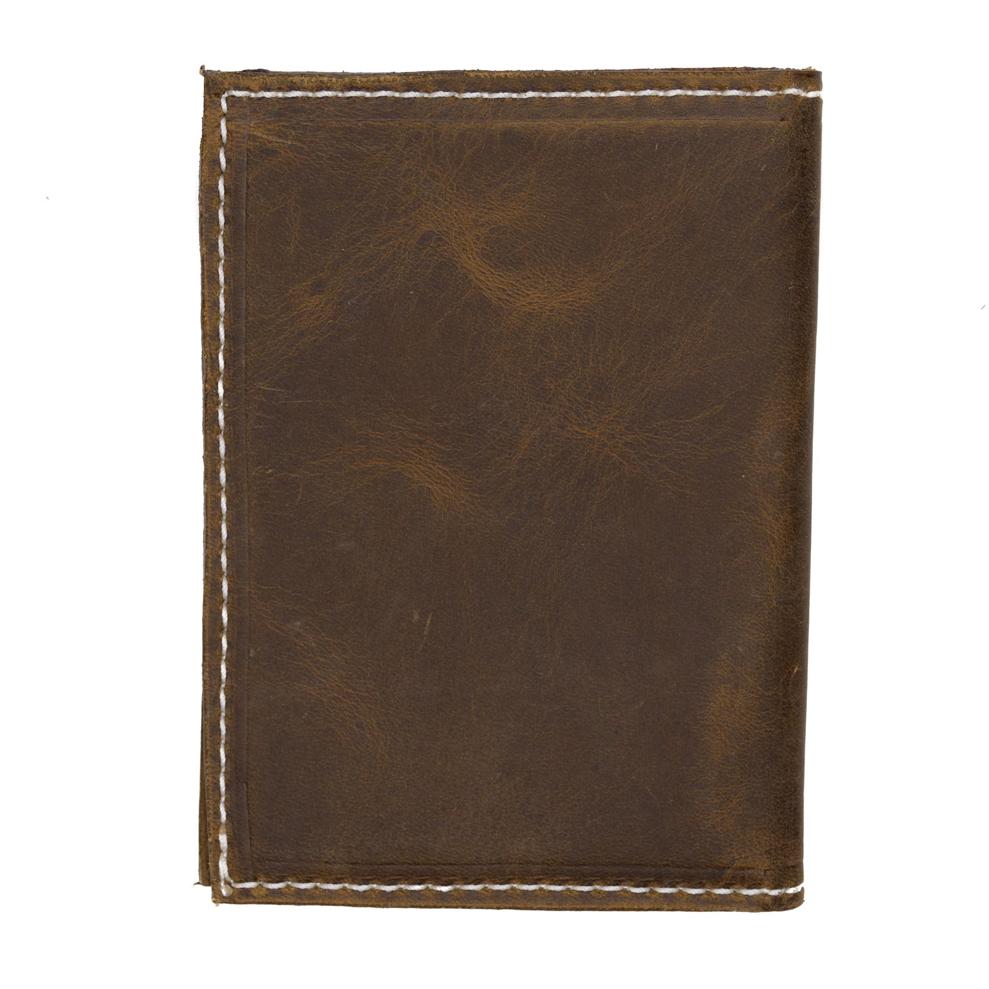 Custom passport wallet by Rebekah Scott Designs featuring a unique design, shown with open slots for passport and cards.