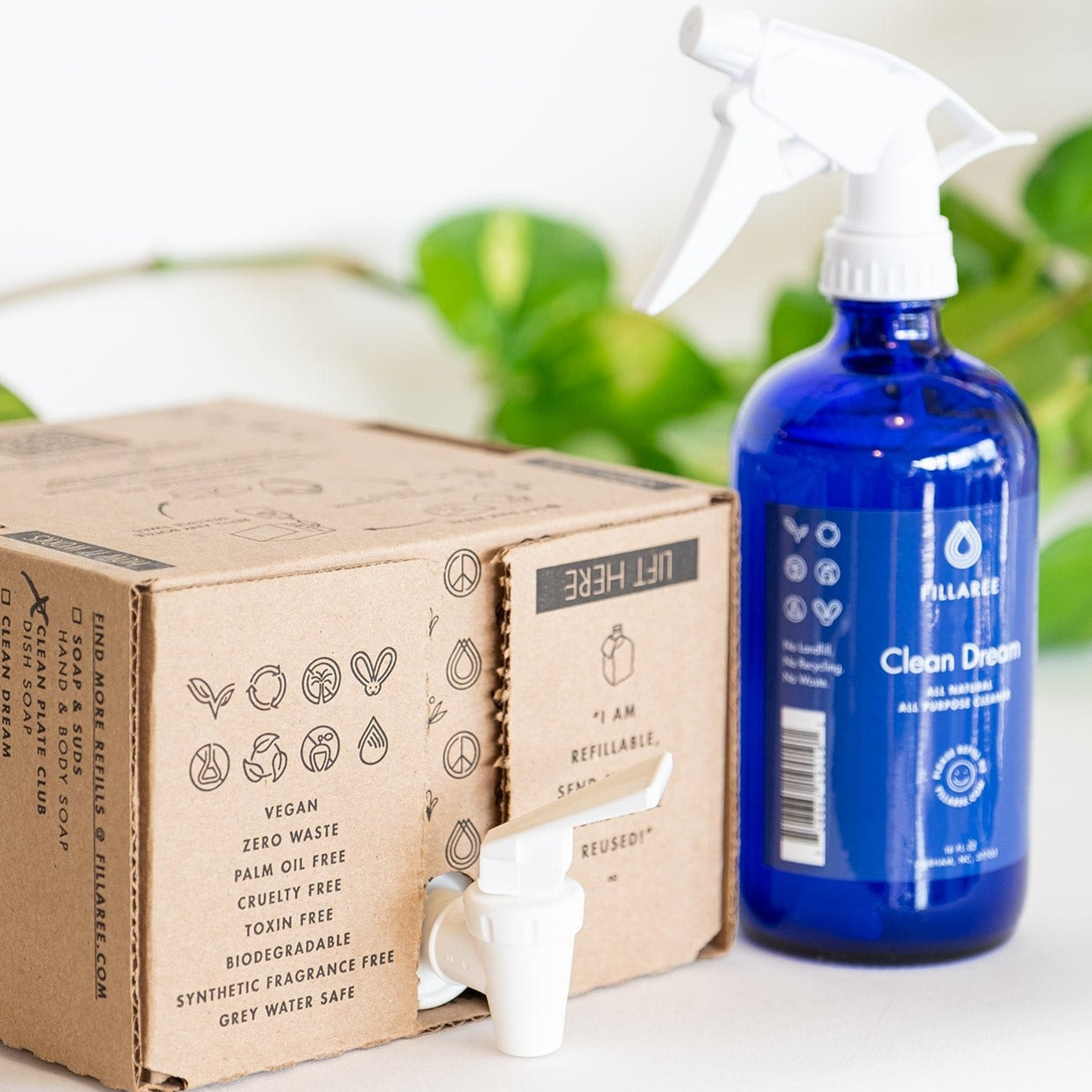 Fillaree Clean Dream Spray all-purpose cleaner refill bottle for home cleaning, with a modern label and eco-friendly design.