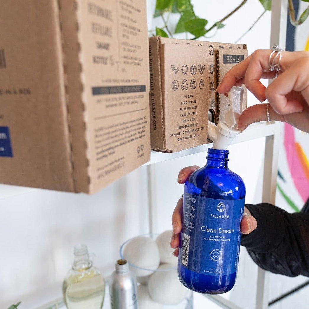 Fillaree Clean Dream Spray home refill bottle for all-purpose cleaning, with a sleek, eco-friendly design and label.