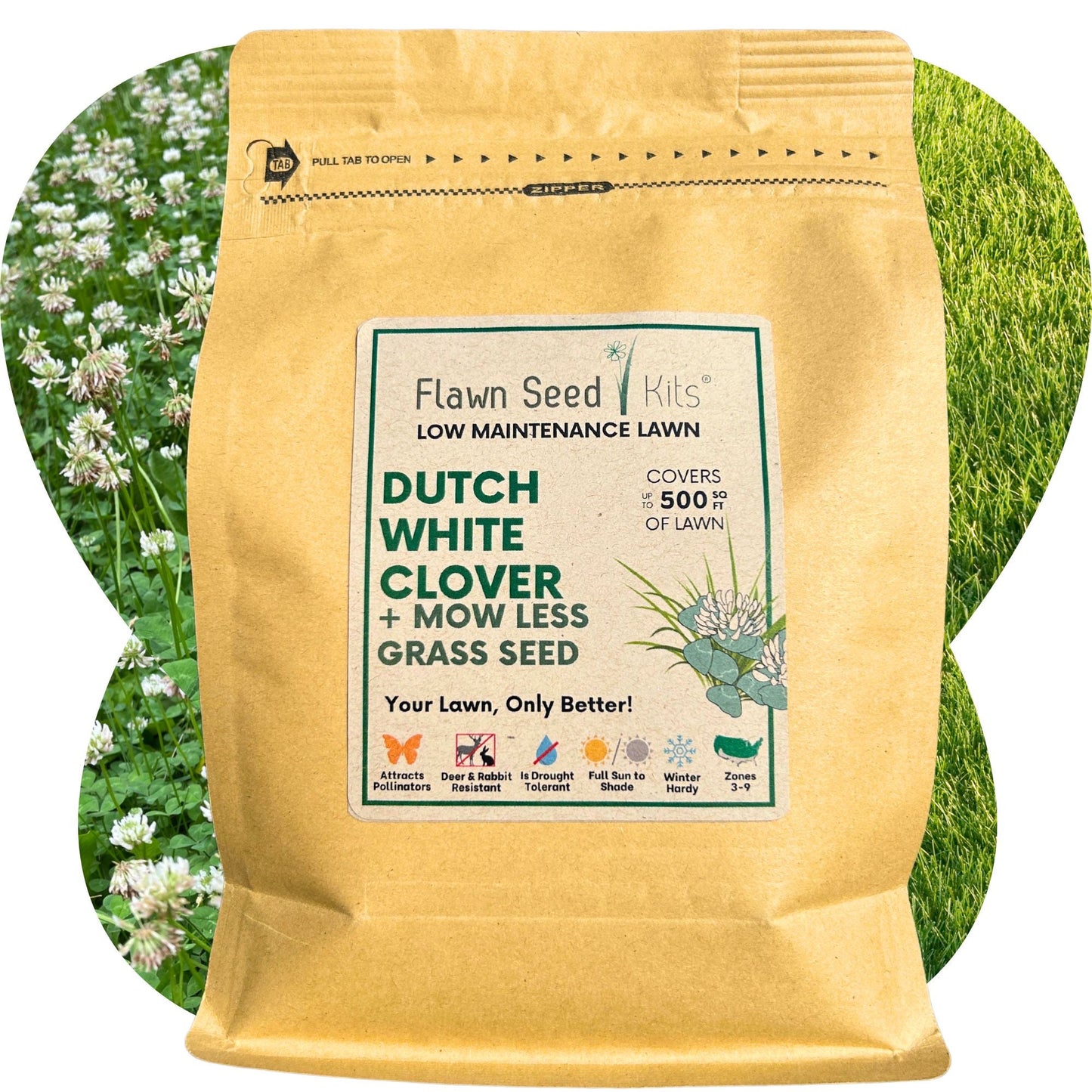 Dutch White Clover + Mow Less Grass Seed - Blessings Grow Meadows