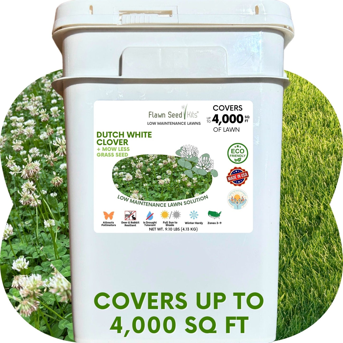 Dutch White Clover + Mow Less Grass Seed - Blessings Grow Meadows