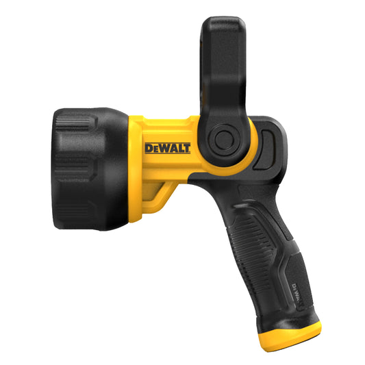 DEWALT heavy-duty Hydro Cannon nozzle with 7-pattern spray, designed for versatile watering and cleaning tasks.