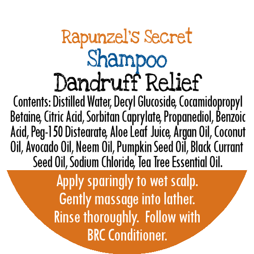 By Robin Creations Liquid Dandruff Relief Shampoo in biodegradable pump bottle, showing front label and pump dispenser.