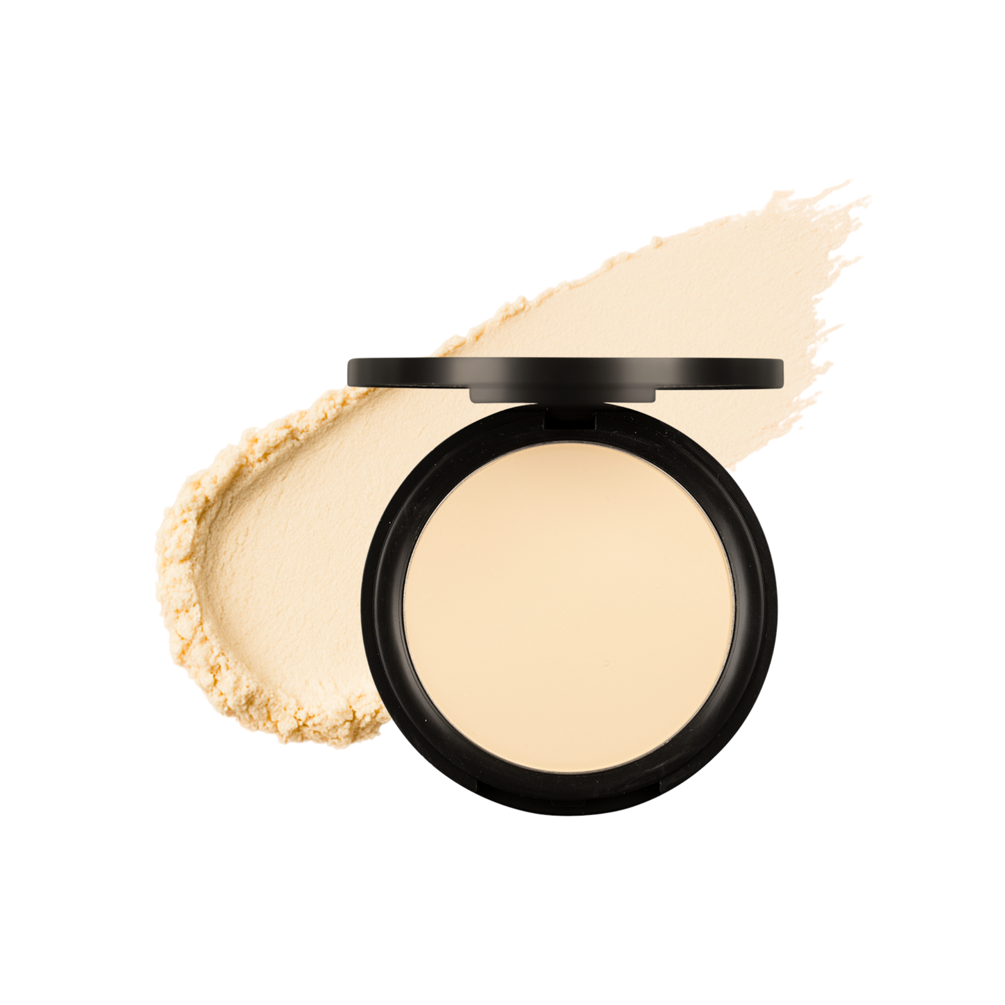 Swatch of Taylor Made Organics pressed setting powder for face, showcasing its smooth, natural finish in daylight.