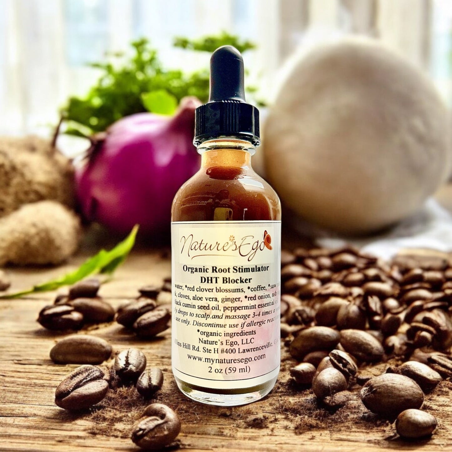 Organic Root Stimulator by NaturesEgo bottle with label, showing natural ingredients and product details.