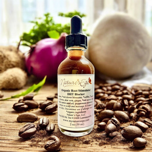 Organic Root Stimulator by NaturesEgo bottle with label, showing natural ingredients and product details.