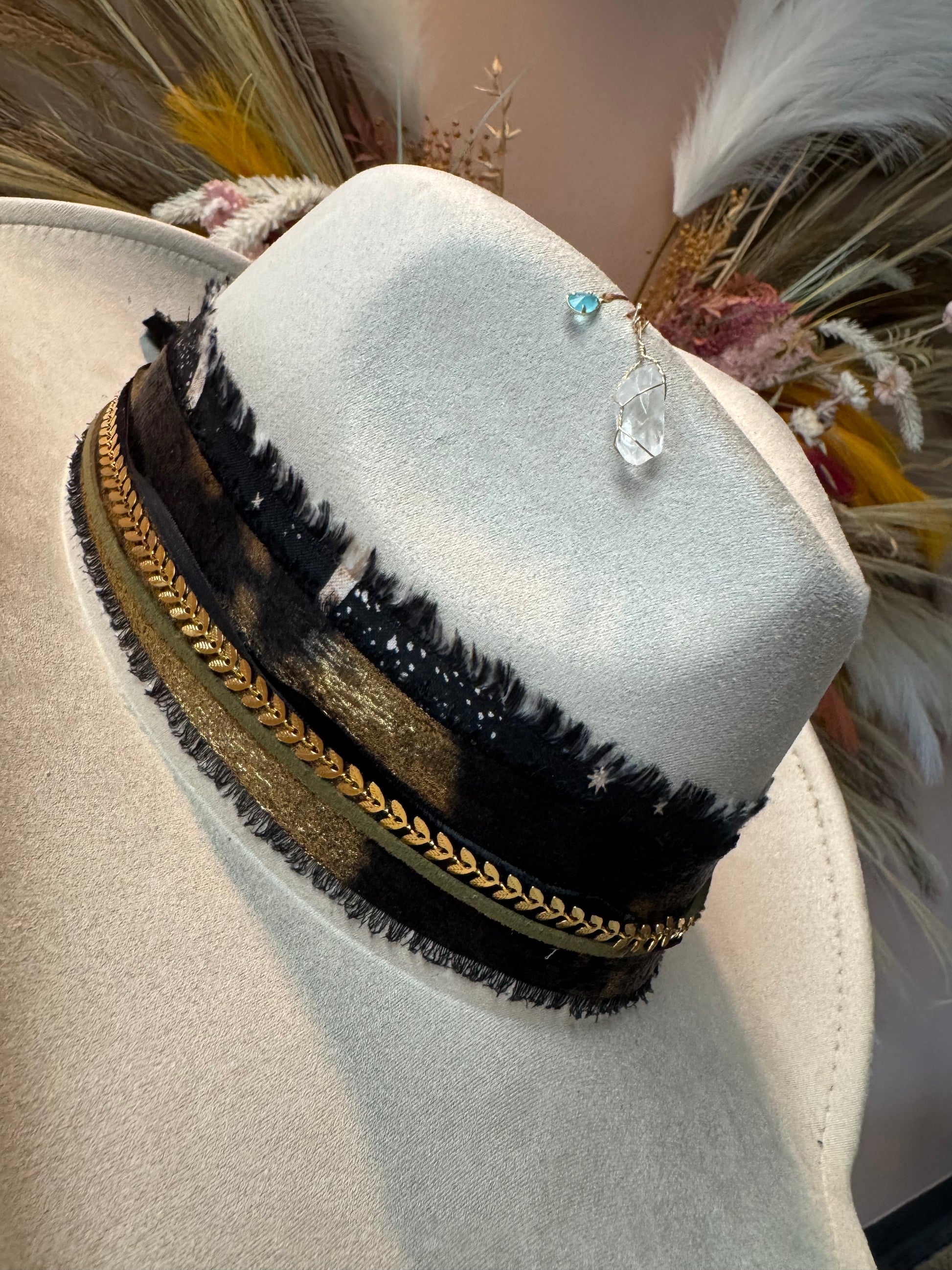 Celestial Fringe Wide Brim Suede Cowgirl Hat - Blessings Grow Meadows