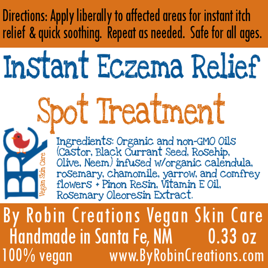 By Robin Creations eczema relief spot treatment oil roll-on, soothing natural remedy for irritated skin and eczema relief.