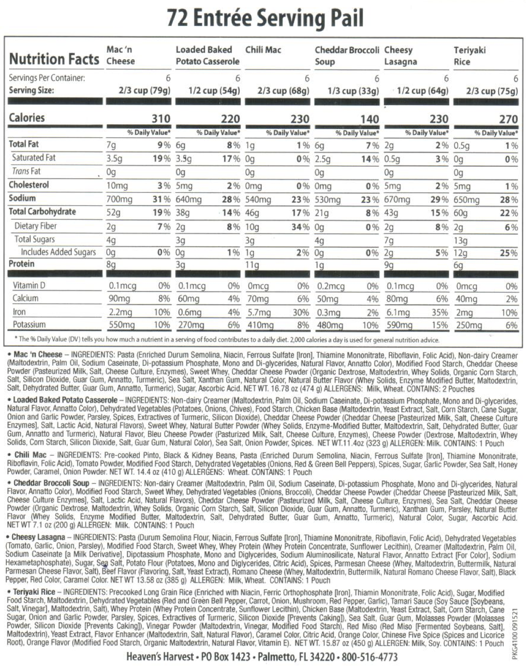 Entree Bucket  - 3 Pack - Emergency Survival Food Kit