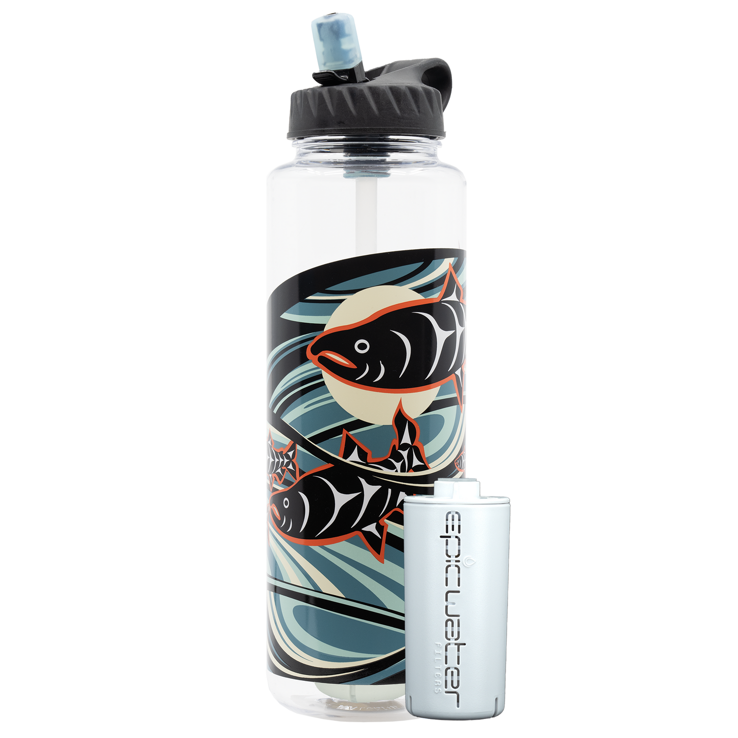 Nalgene OG Leggitt & LaClair art water bottle by Epic Water Filters USA, 32oz and 48oz sizes, featuring artistic designs on the bottle.
