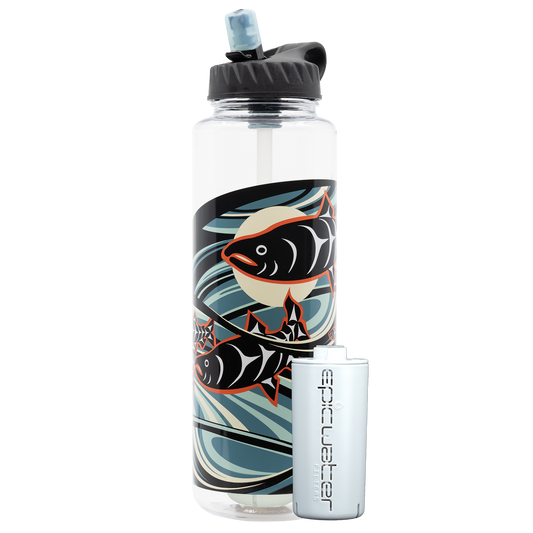 Nalgene OG Leggitt & LaClair art water bottle by Epic Water Filters USA, 32oz and 48oz sizes, featuring artistic designs on the bottle.
