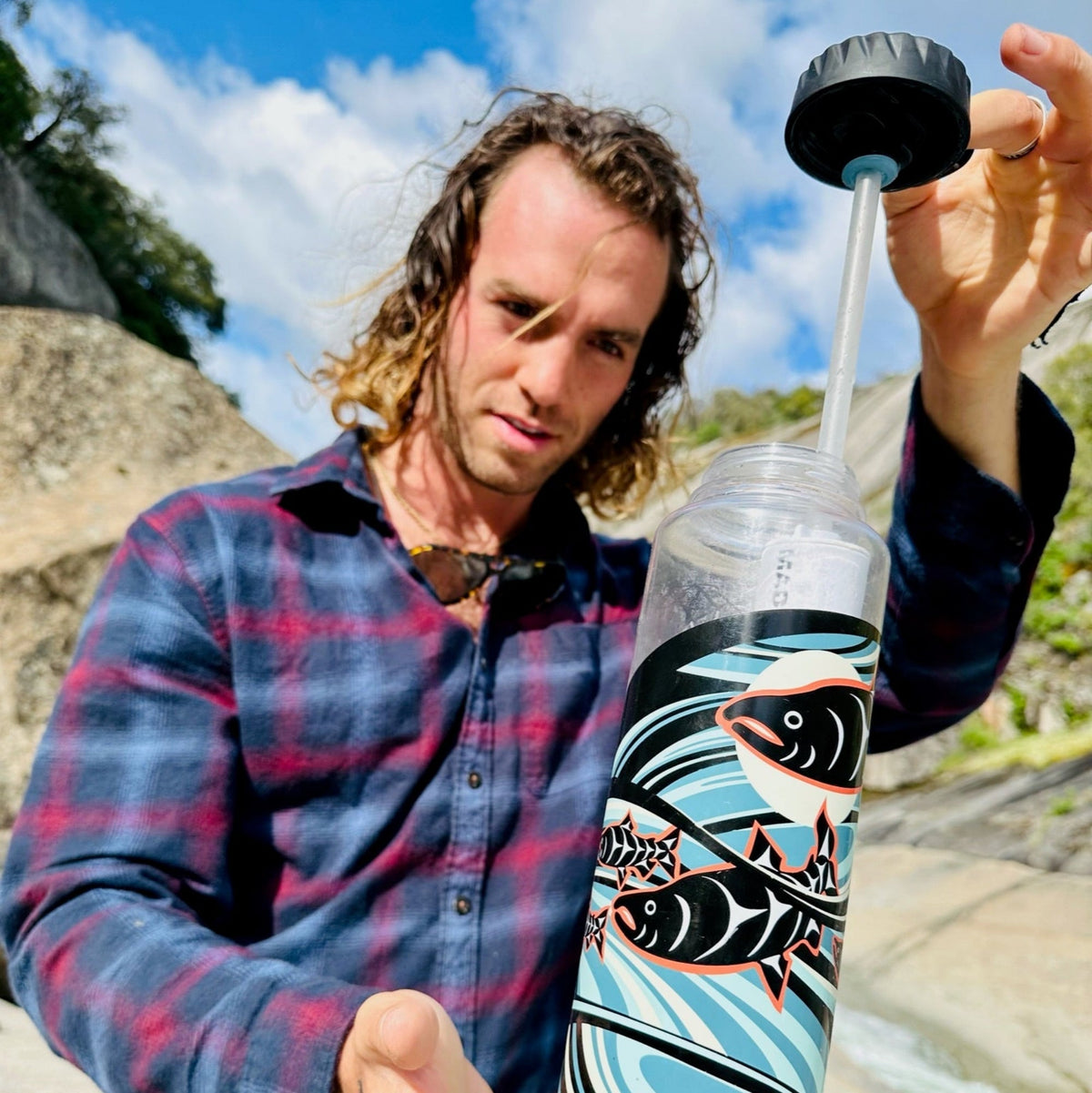 Nalgene OG Leggitt & LaClair art water bottle by Epic Water Filters USA, 32oz and 48oz sizes, featuring colorful artwork on the bottle.