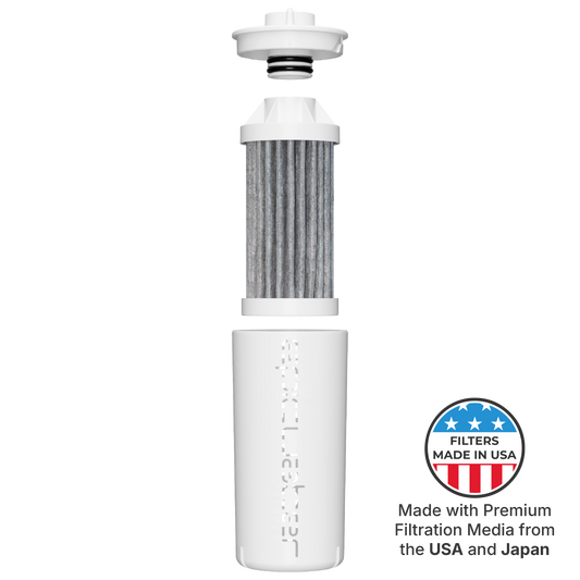 Epic Water Filters Everywhere Bottle filter with casing, showing the filter component and casing for clean drinking water.